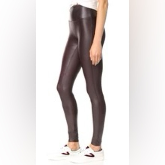 SPANX Faux Leather Leggings Burgundy Brown 45488 - Picture 4 of 13